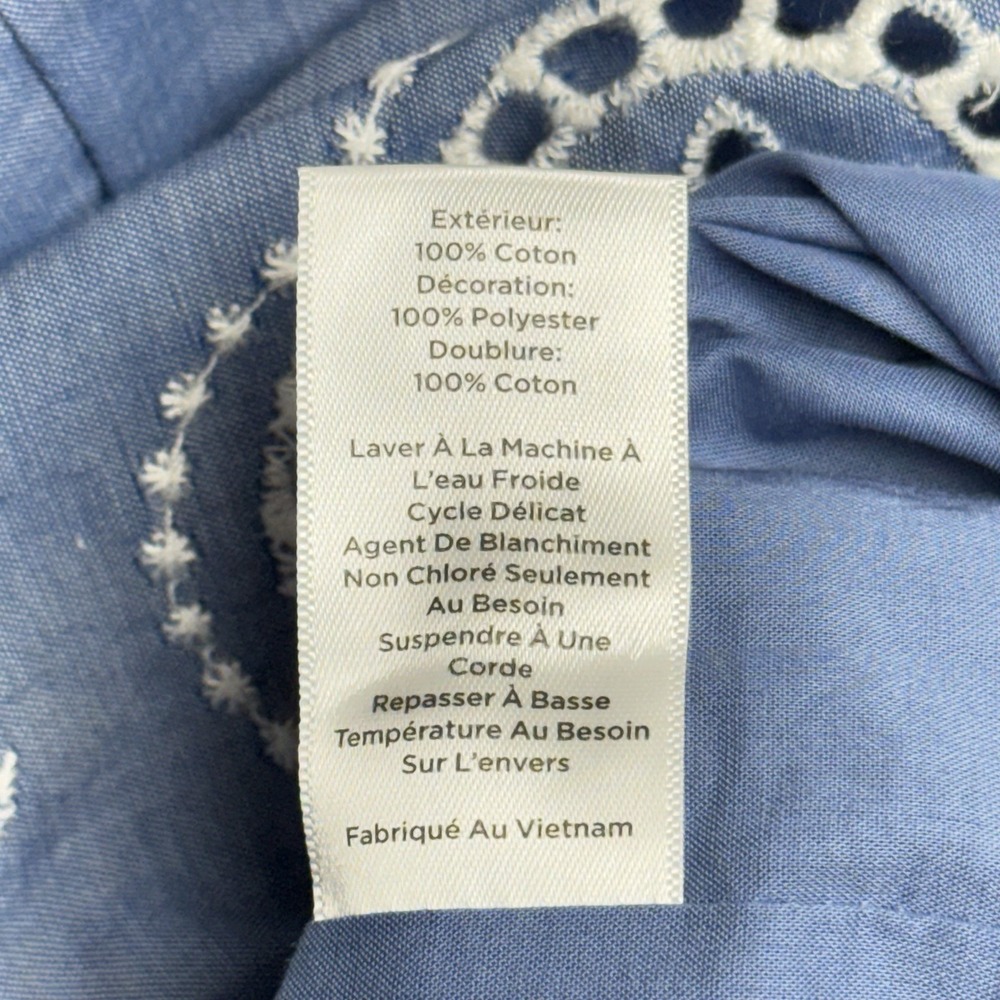 Talbots Chambray Blue Eyelet Embroidered Dress Size 10 #963 - Picture 11 of 12